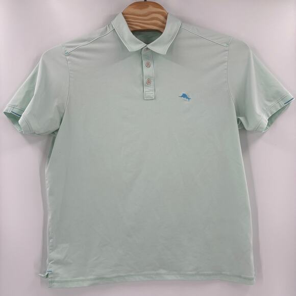 Tommy Bahama Island Zone Mens XL Solid Mint Green Short Sleeve Polo Shirt - Picture 5 of 7